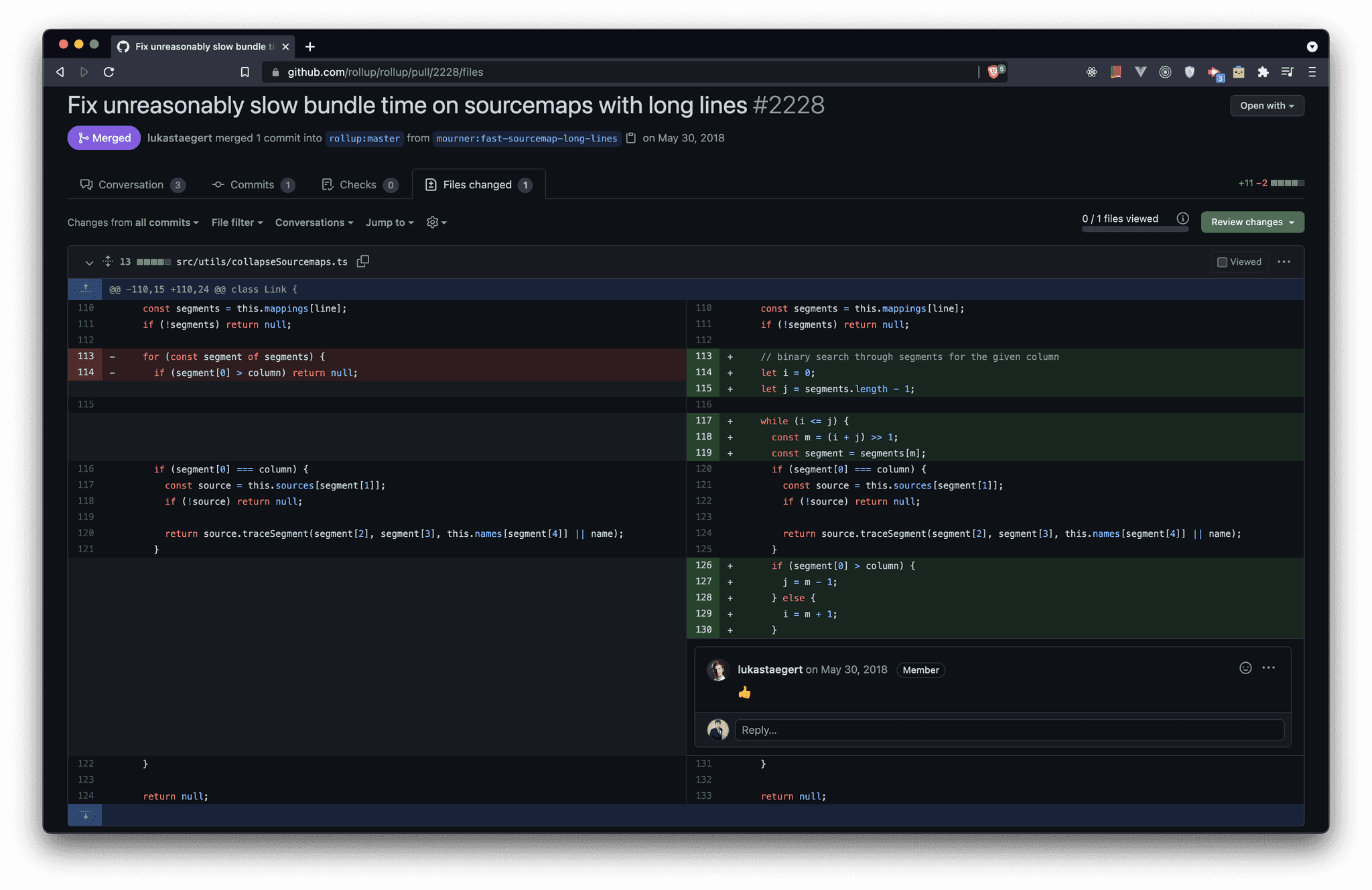 Rollup Binary Search