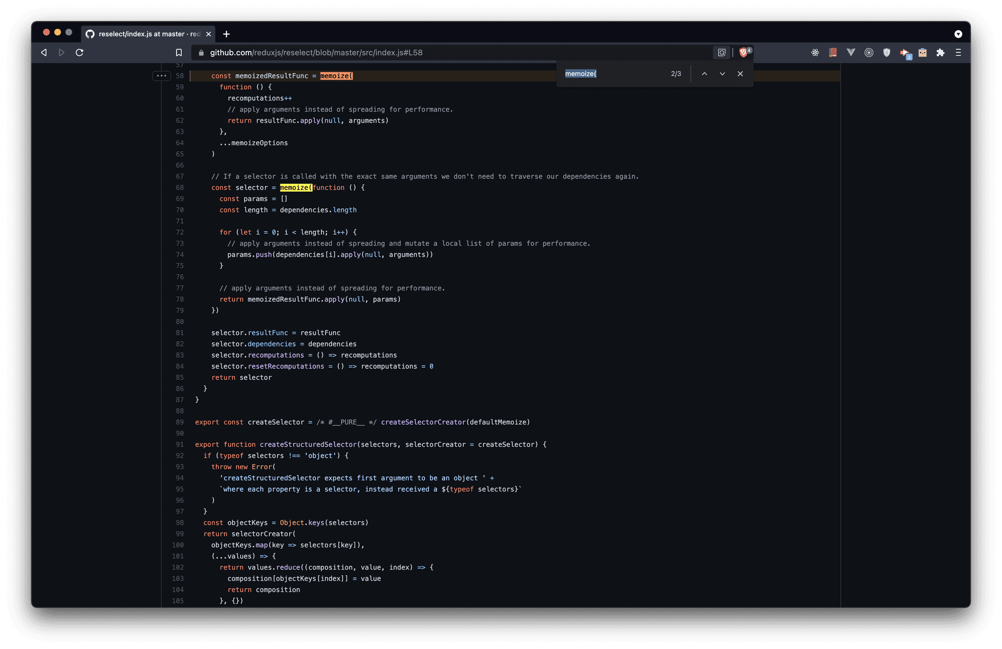 Reselect Memoization